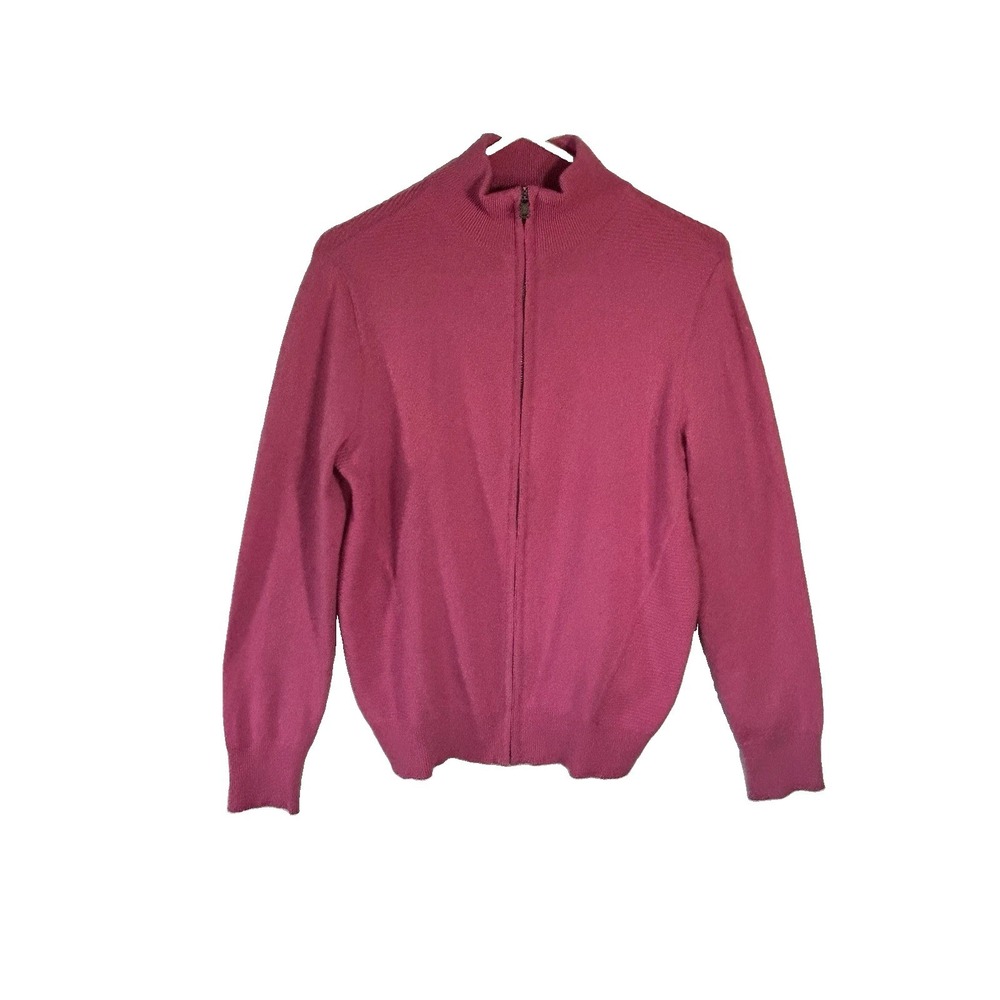 Polo Ralph Lauren Golf Sweater Woman Medium Cashmere Blend Full Zip Pink Preppy